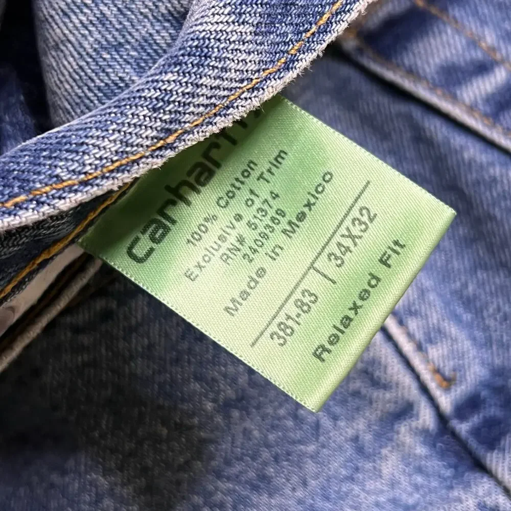 Vintage Carhartt Jeans Mens‎ 34x32 Blue Denim Utility Work Pants relax Distress